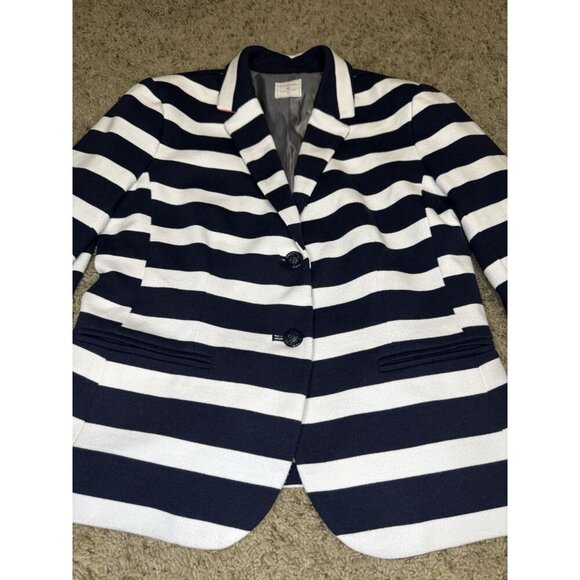 GAP THE ACADEMY BLAZER Striped Navy Nautical Academia Career Office Preppy Sz 6 - Picture 7 of 12